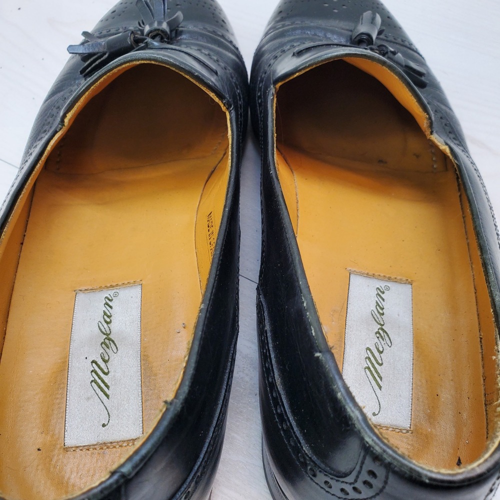 Mezlan Havana‎ 404M Mens Black Leather Tassel Loafers Wingtip Brogue Spain 11 M - Picture 10 of 13